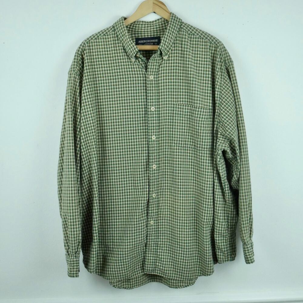 Vintage Abercrombie & Fitch XL Button Down Shirt 90s Plaid Oversized Preppy Y2K